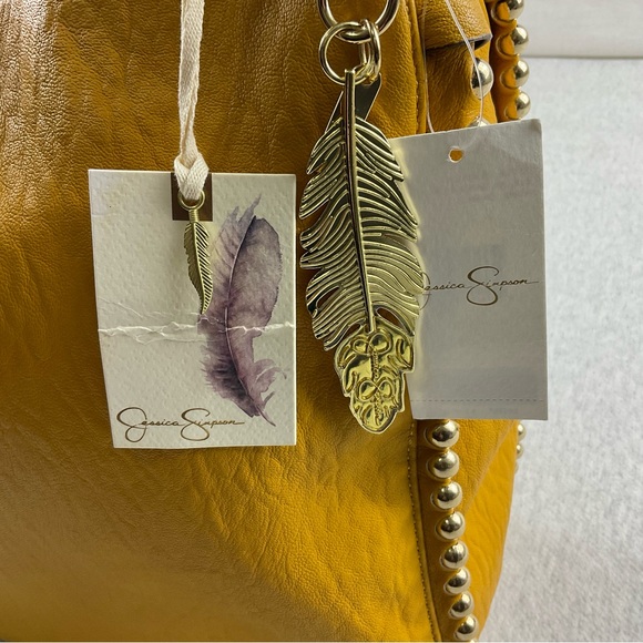 JESSICA SIMPSON CAMILE WOMEN’S BIG SHOULDER BAG COLOR: DANDELION WITH GOLD - Picture 12 of 16